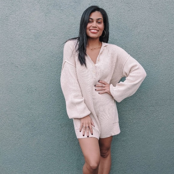 LAST CHANCE: Cozy Romper in Tan size Large NWT - Picture 1 of 3